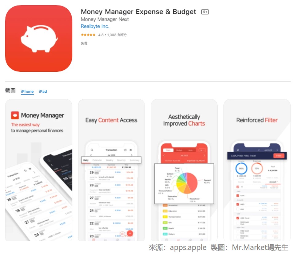 Money Manager Expense & Budget－用複式簿記法記帳更便利