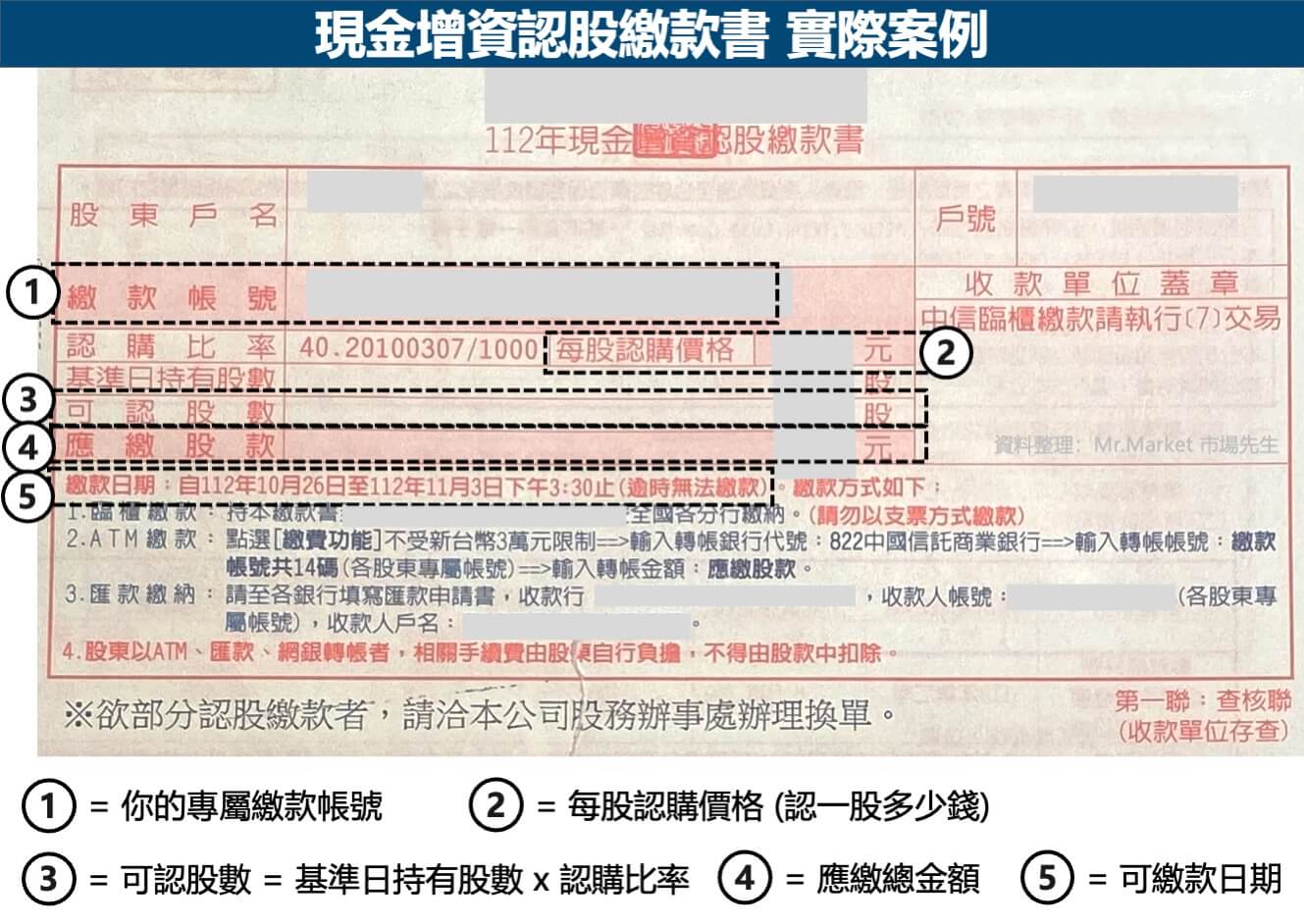 現金增資認股繳款書-實際案例