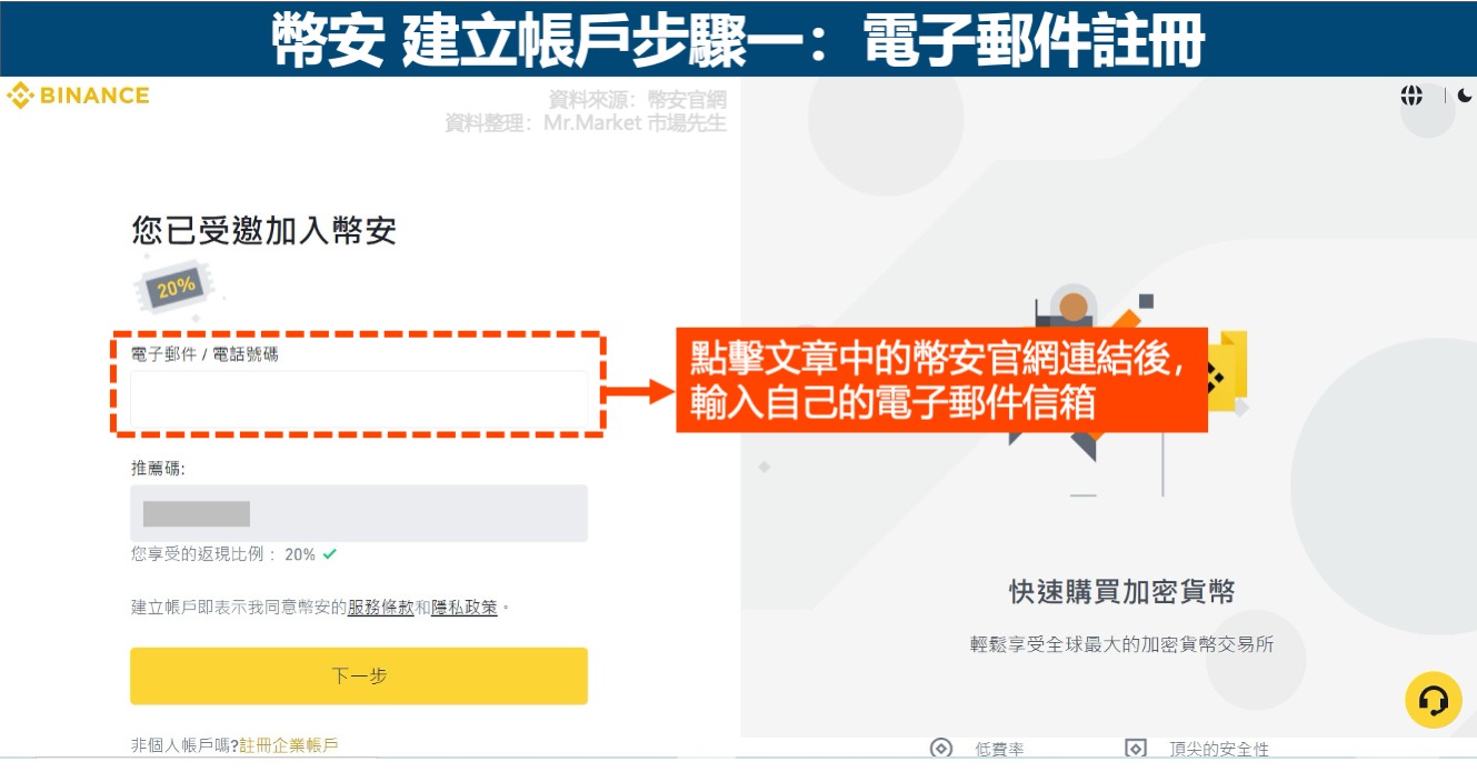 幣安建立帳戶步驟一