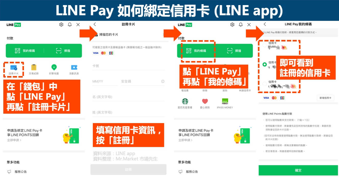 LINE Pay-綁定信用卡-LINE app