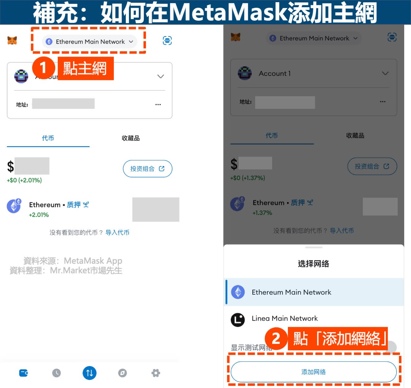 如何在MetaMask(狐狸錢包)新增主網-步驟1